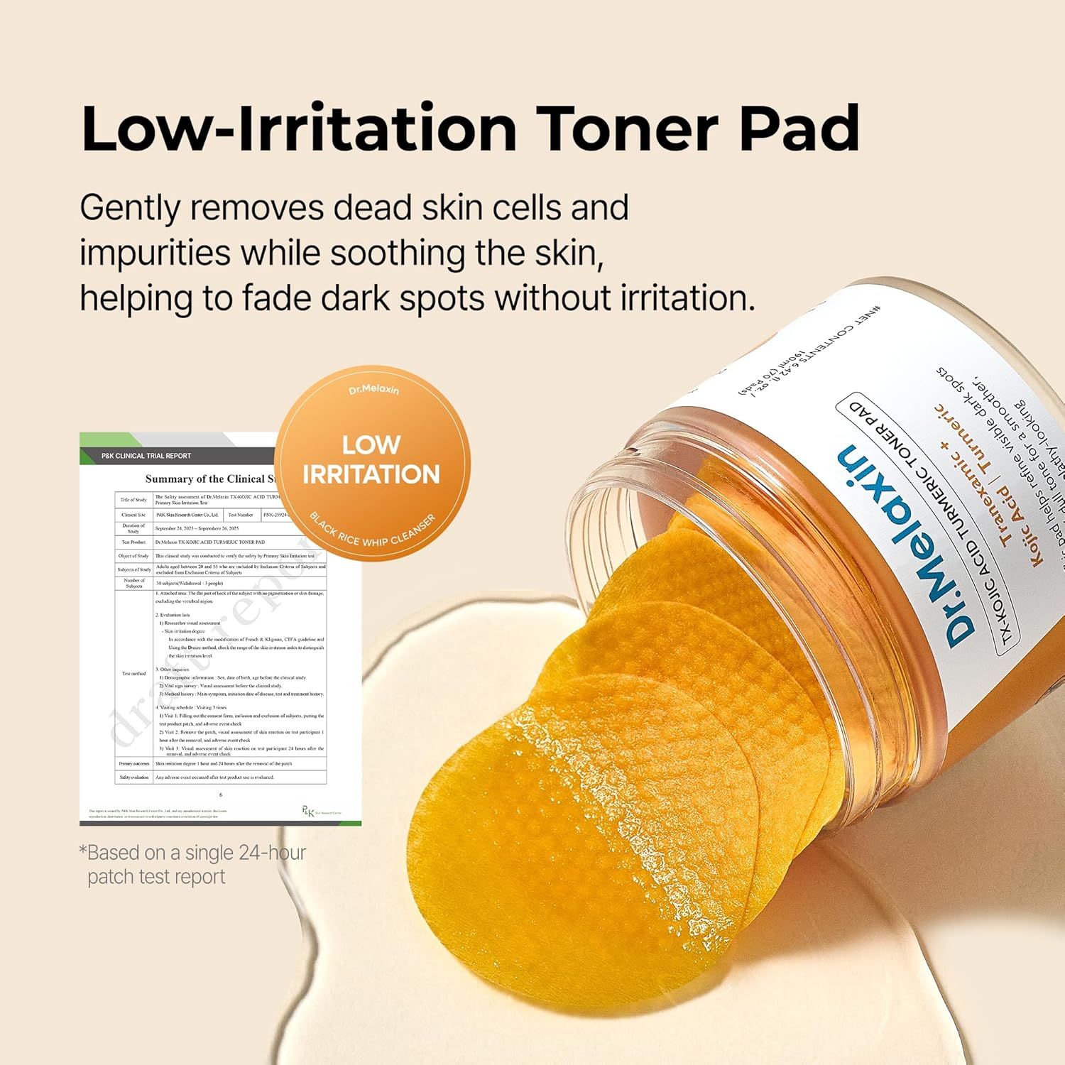 DR.MELAXIN TX-Kojic Acid Turmeric Toner Pad (70 Pads) دكتور ميلاكسين بادات تونر بالكركم وحمض الكوجيك تقشر ،ترطب وتوحد لون البشرة - Image 7