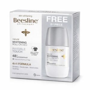 BEESLINE Natural Whitening Roll On Deodorant Super Dry 48h 1+1 50ml - Invisible Touch  بيزلاين مزيل تعرق يمنحك انتعاشًا يدوم مع رائحة استوائية