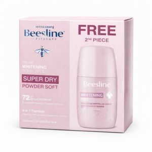 BEESLINE Natural Whitening Roll On Deodorant Super Dry 72h 1+1 50ml - Powder Soft  بيزلاين مزيل تعرق بلمسة عطرية ناعمه