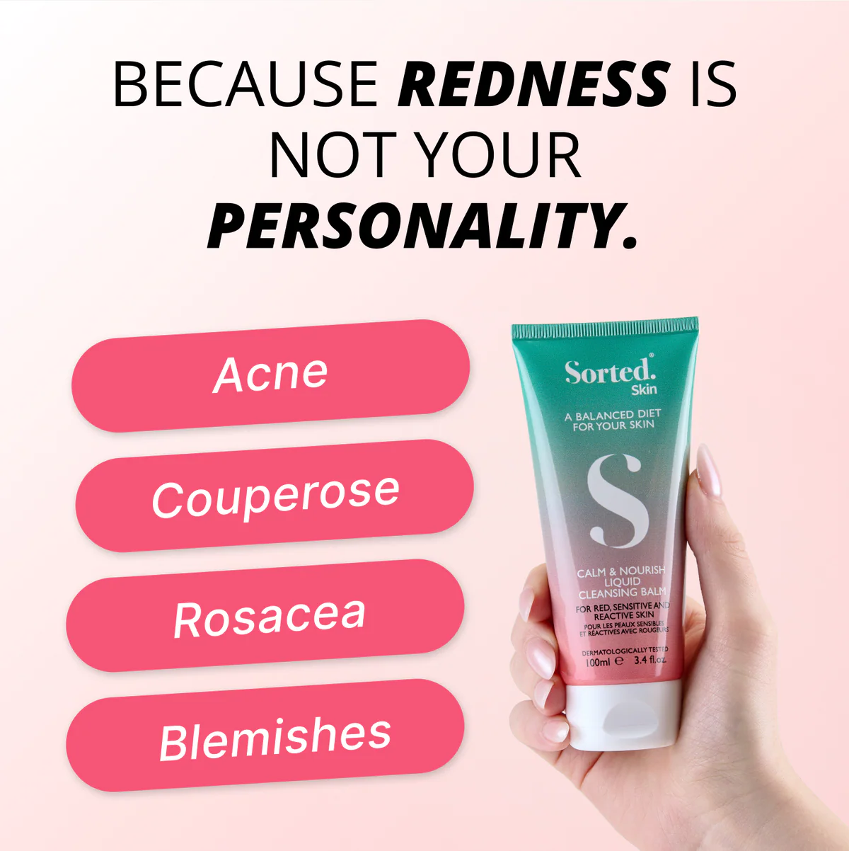 SORTED SKIN CALM & NOURISH LIQUID CLEANSING BALM FOR ALL SKIN TYPES 100ml سورتيد سكن غسول مرطب ينقي المسام ويعزز صحة البشرة مناسب لجميع انواع البشرة - Image 2