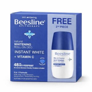 BEESLINE Natural Whitening Roll On Deodorant Super Dry 48h 1+1 50ml - Vitamin C  بيزلاين مزيل تعرق بالفيتامين سي