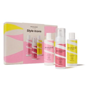 BOUCLÈME STYLE ICONS & CURL CREAM & SUPER VOLUMISING FOAM & CURL DEFINING GEL (100,60,100) بوكليم مجموعة متكاملة للعناية بالشعر المجعد والمموج