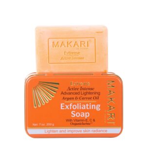 MAKARI EXTREME ACTIVE INTENSE UNIFY & ILLUMINATE ARGAN & CARROT OIL EXFOLIATING SOAP 200g ماكاري صابونة لتفتيح وتوحيد لون الجسم والبشرة