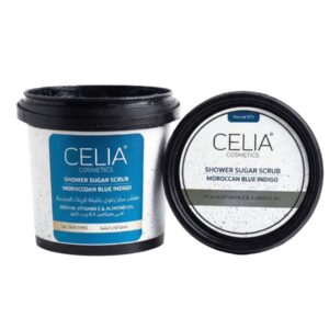 CELIA COSMETICS SHOWER SUGAR SCRUB MOROCCAN BLUE INDIGO 600g سيليا مقشر النيلة الزرقاء الرغوي للعناية بالجسم