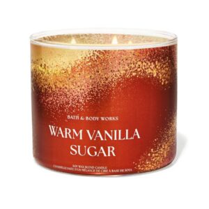 BATH & BODY WORKS  WARM VANILLA SUGAR 3-Wick Candle باث آند بدي ورك شمعة معطرة