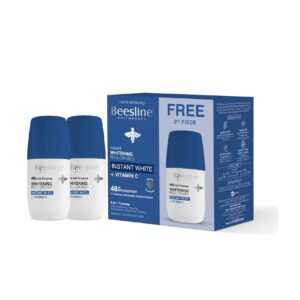 BEESLINE Natural Whitening Roll On Deodorant Super Dry 48h 1+1 50ml - Vitamin C  بيزلاين مزيل تعرق بالفيتامين سي
