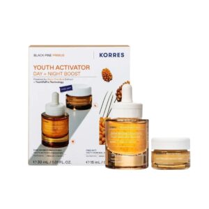 KORRES Black Pine Primus Youth Activator Day + Night Boost Set (Day & Night Serum 30 ml + Sleeping Facial 15ml) كوريس مجموعة العناية بالبشرة