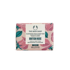 THE BODY SHOP British Rose Cleansing Face & Body Bar 100g  ذا بودي شوب صابون منظف للوجه والجسم بالورد الانكليزي