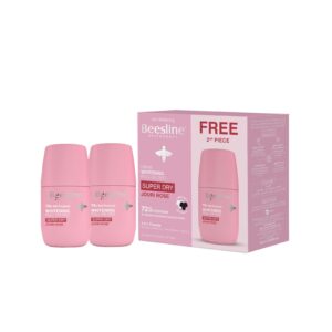 BEESLINE Natural Whitening Roll On Deodorant Super Dry 72h 1+1 50ml - Jouri Rose  بيزلاين مزيل تعرق برائحة ورد الجوري