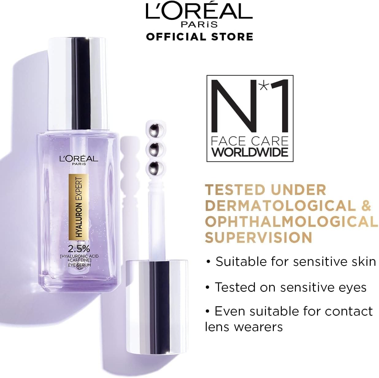 LOREAL PARIS Hyaluronic Acid & Caffeine 6.5% Eye Serum 20ml لوريال سيروم لتفتيح العين - Image 2
