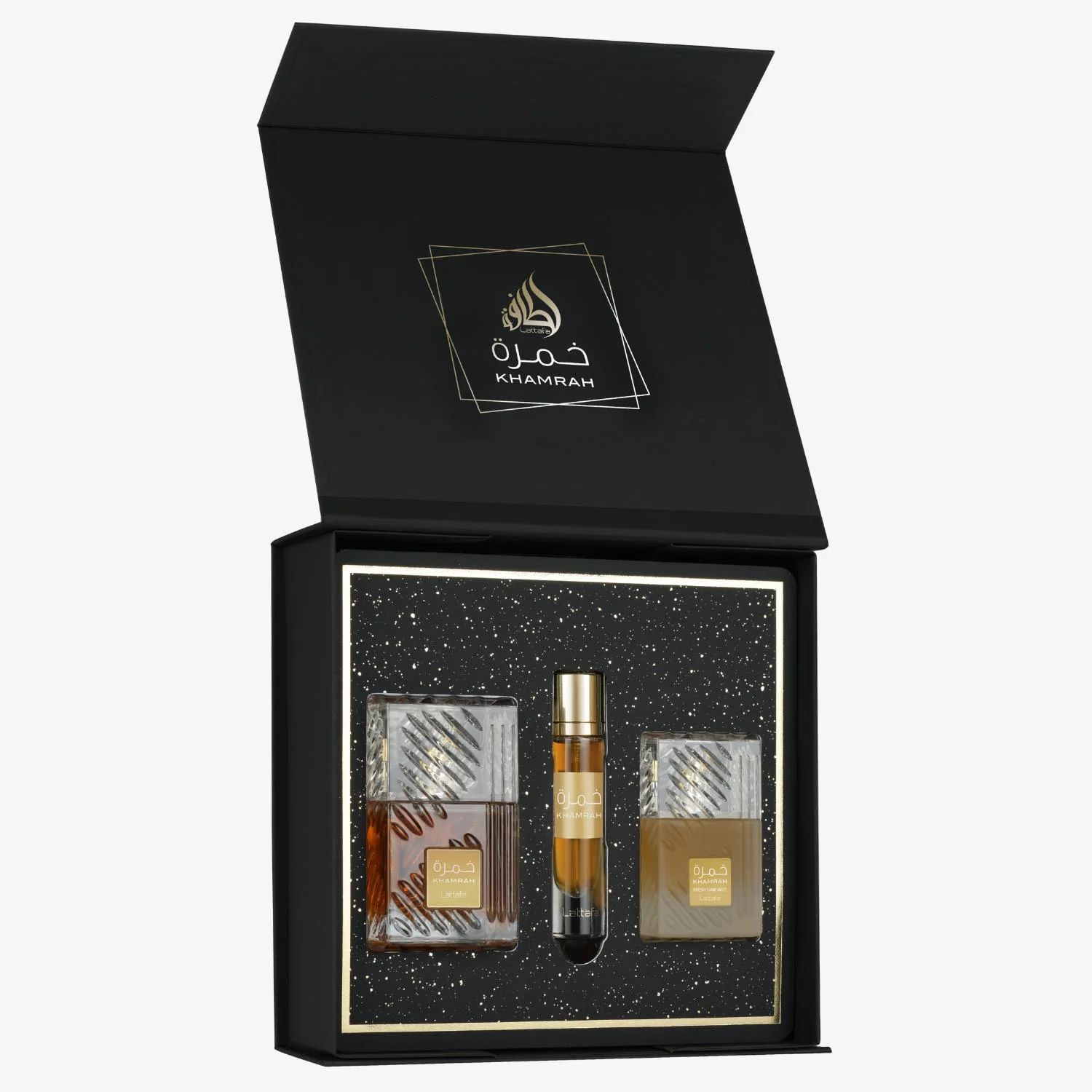 LATTAFA KHAMRAH GIFT SET FOR UNISEX (100ml+50ml+12ml) لطافة بگج هدايا للجنسين - Image 2