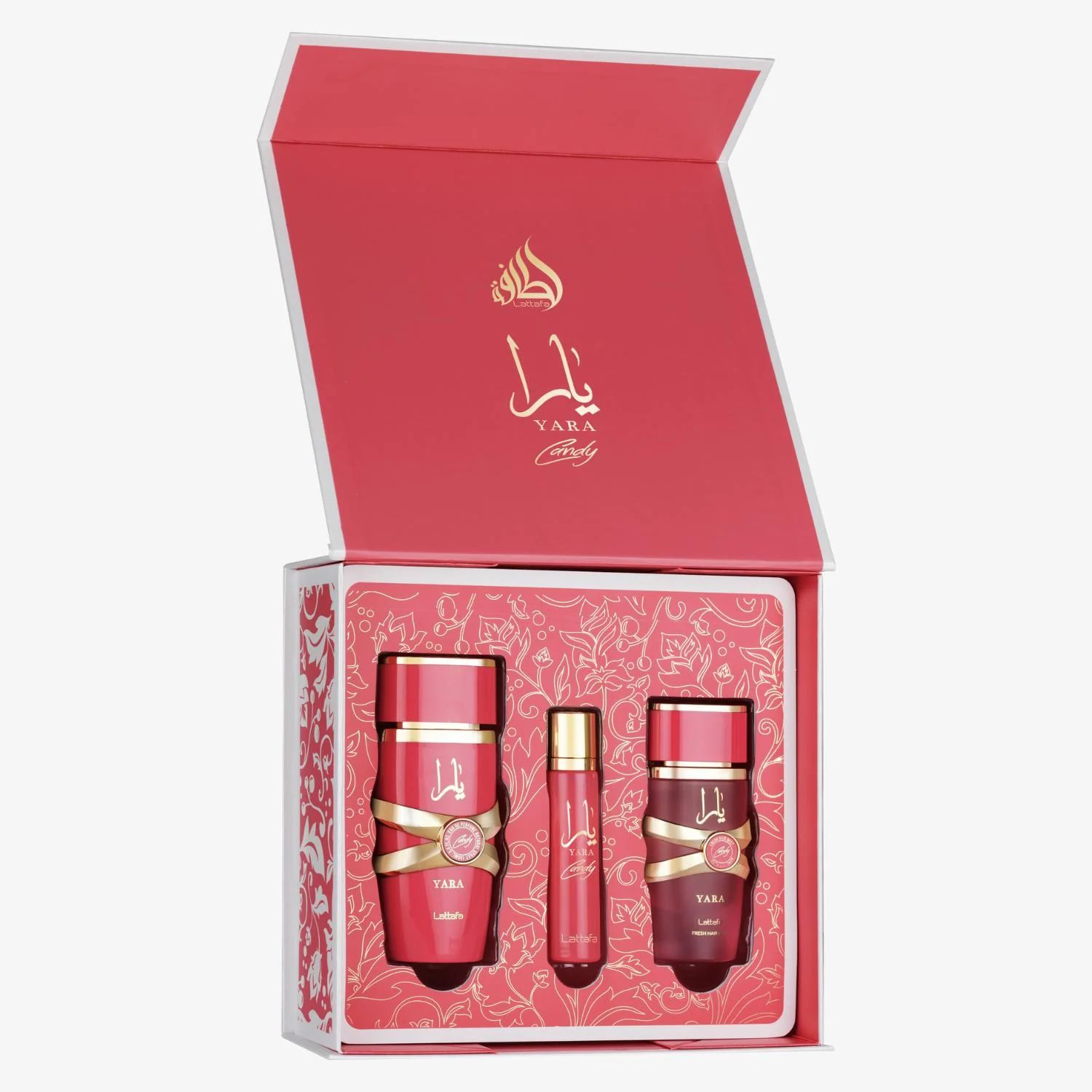 LATTAFA YARA CANDY GIFT SET FOR WOMEN (100ML + 12ML + 50ML) لطافة بكج هدايا للنساء - Image 2